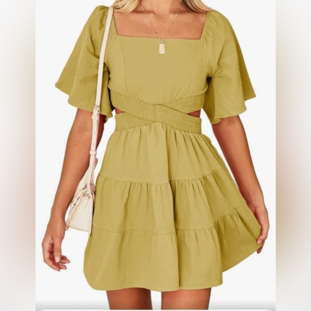 NWT Shy Velvet yellow-green chartreuse mini dress size XL
